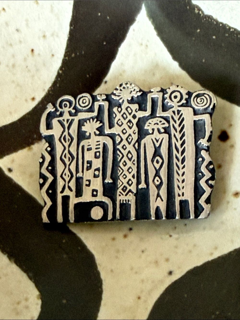 ALICE SEELY Urban Fetishes Brooch Pin 2000 Pewter Southwestern Tribal